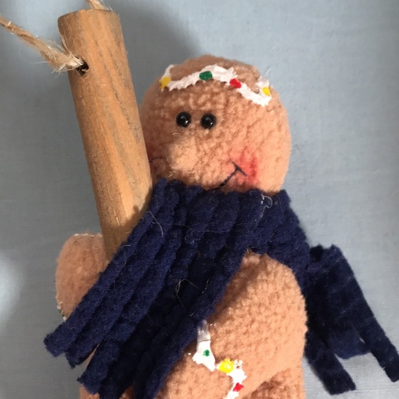 RARE vintage fabric gingerbread men fork & spatula kitchen Christmas ornaments - Picture 6 of 12